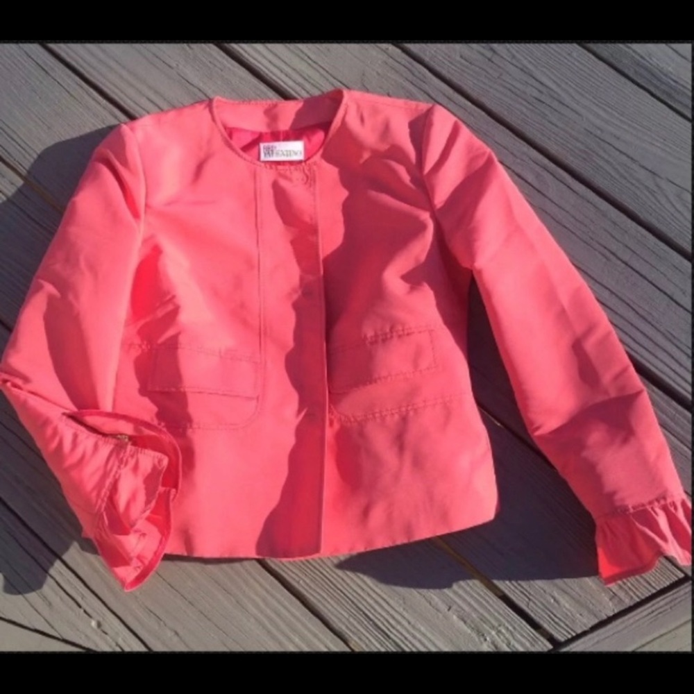 Vintage RED VALENTINO designer Collarless Peplum Jacket Blazer ruffle coquette 4
